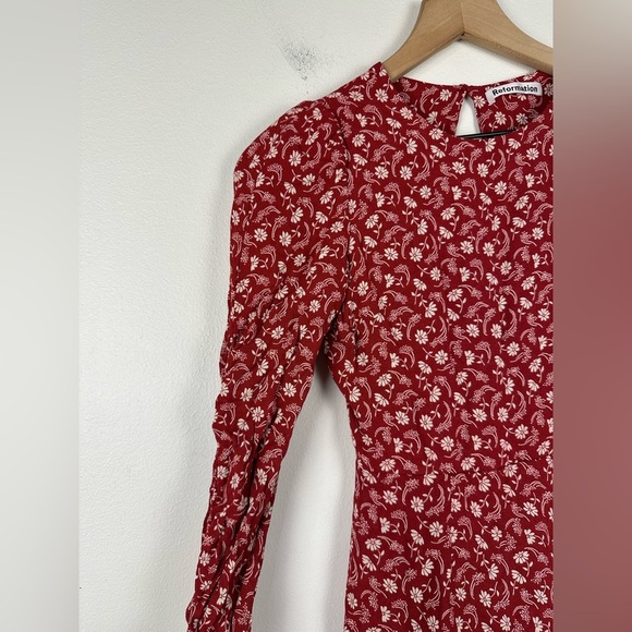 Reformation Lucita Floral Wrap Long Sleeves Mini Dress Sz 0 - Picture 4 of 9
